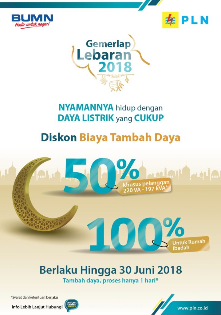 Promo Gemerlap Lebaran 2018, PLN Beri Diskon Hingga 50 Persen