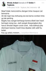 Lulus Tanpa Coret Seragam, Postingan Siswi SMA di Bali Ini Tuai Simpatik Netizen