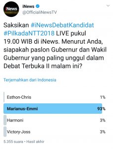 Poling TV: Mama Emi Kalahkan 6 Laki-laki di Debat ke-2 Pilgub NTT