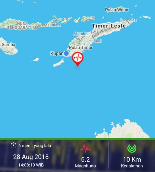 Kupang Diguncang Dua Kali Gempa Tektonik