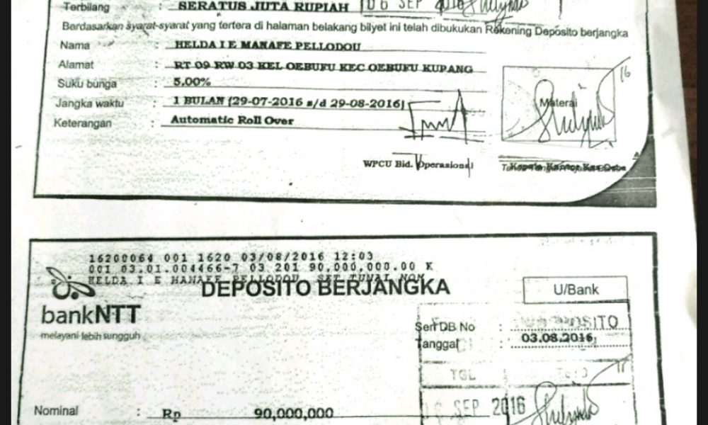 Pegawai Bank NTT Alihkan Tabungan ke Deposito Tanpa Izin Nasabah