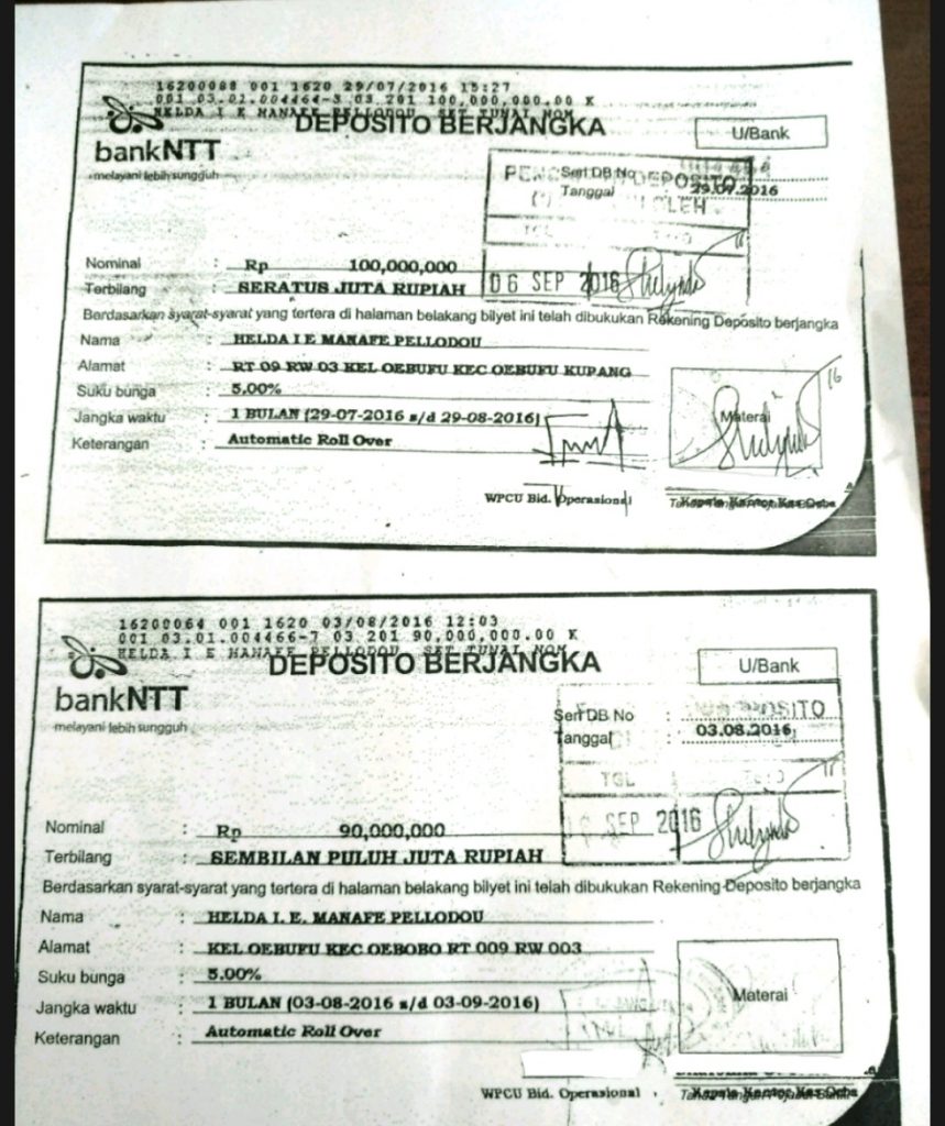 Pegawai Bank NTT Alihkan Tabungan ke Deposito Tanpa Izin Nasabah
