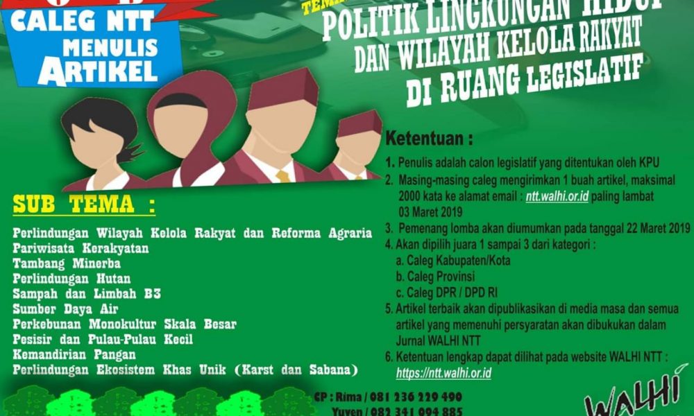 WALHI Gelar Lomba Menulis Artikel bagi 9.964 Caleg NTT