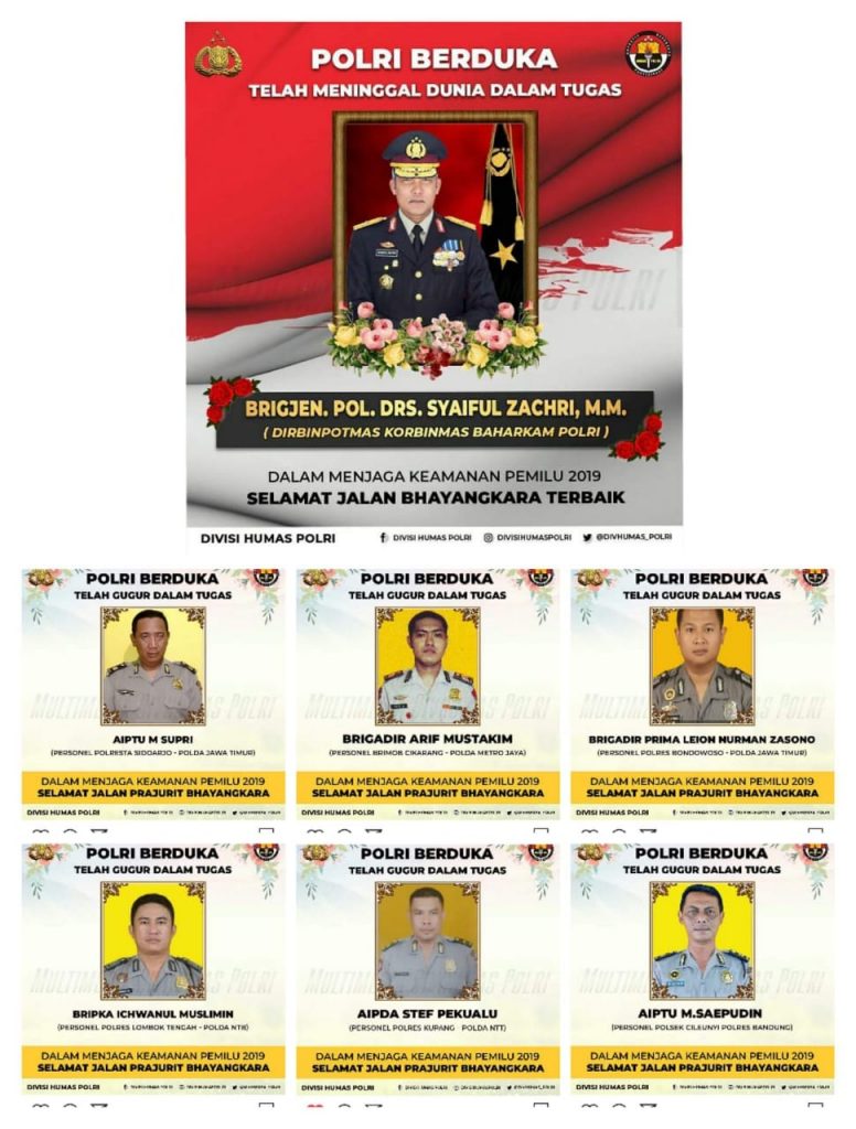 10 Polisi Meninggal saat Bertugas di Pemilu 2019, Salah Satunya Anggota Polres Kupang