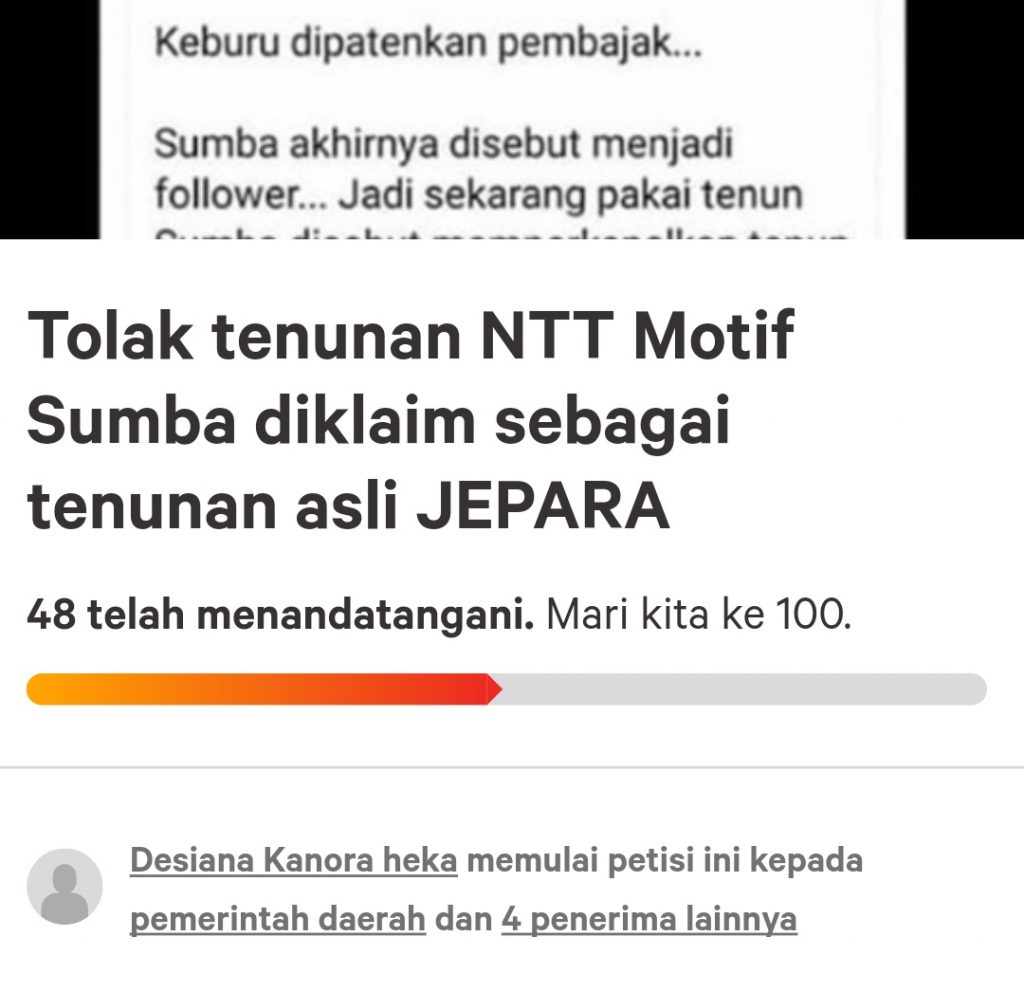 Muncul Petisi Tolak Tenunan NTT Motif Sumba Diklaim Sebagai Tenunan Asli Jepara