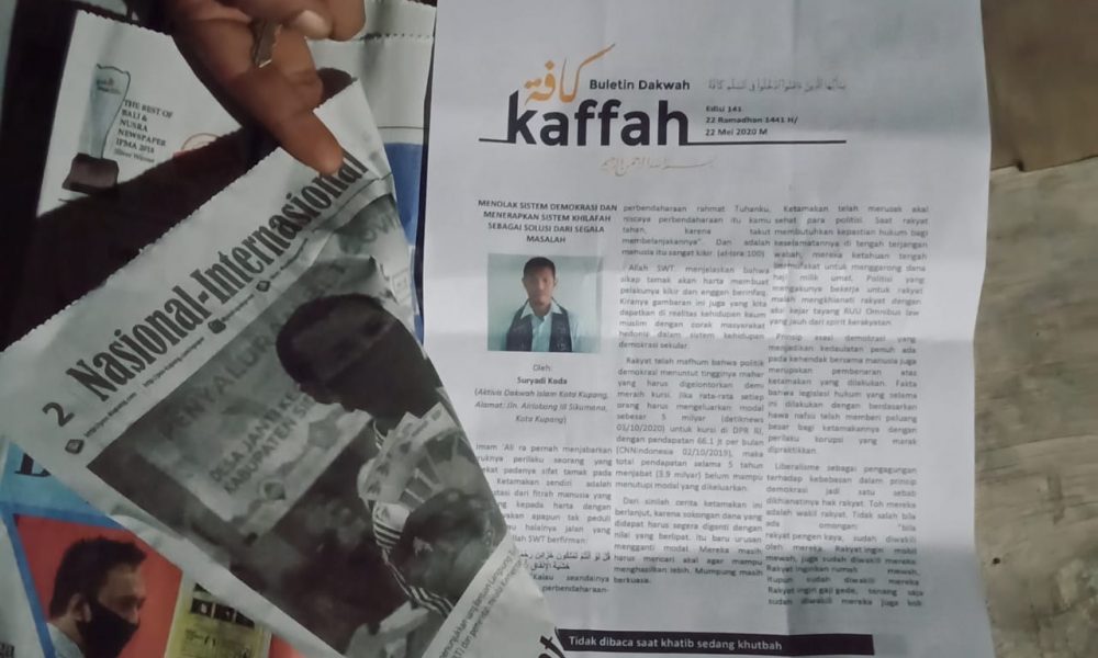 Kelompok Radikal Beraksi di Kupang, Sebar Paham Khilafah, Selebaran Diselipkan di Koran Kelompok Radikal Beraksi di Kupang, Sebar Paham Khilafah, Selebaran Diselipkan di Koran