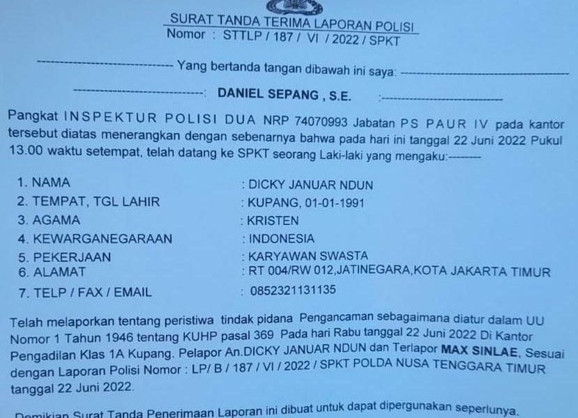 Mengaku Diancam, PH Randy Badjideh Polisikan Max Sinlae di Polda NTT