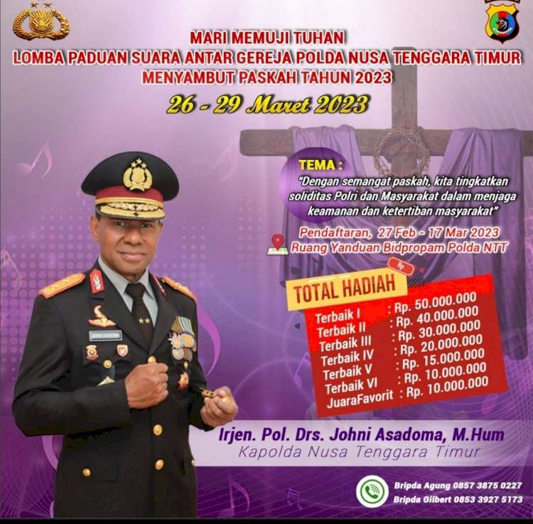 Sambut Paskah, Polda NTT Gelar Lomba Paduan Suara Antar Gereja, Total Hadiah Ratusan Juta