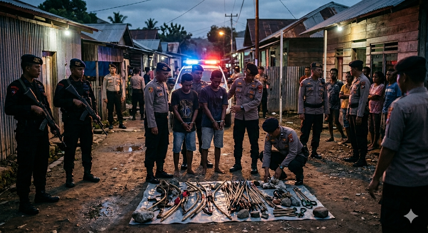 Potensi Bentrokan Dua Kelompok di Alor Digagalkan, Polisi Amankan Pelaku dan Sajam