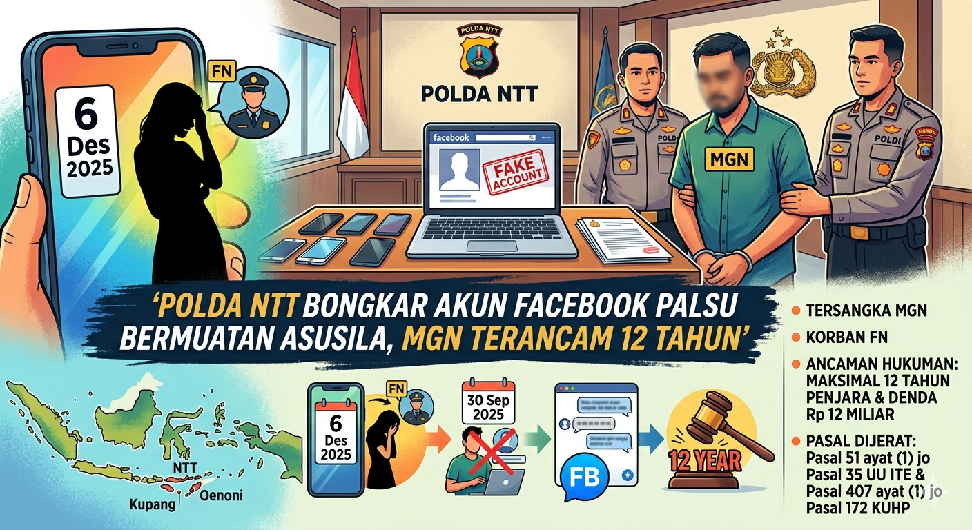 Polda NTT Bongkar Akun Facebook Palsu Bermuatan Asusila, MGN Terancam 12 Tahun Polda NTT Bongkar Akun Facebook Palsu Bermuatan Asusila, MGN Terancam 12 Tahun