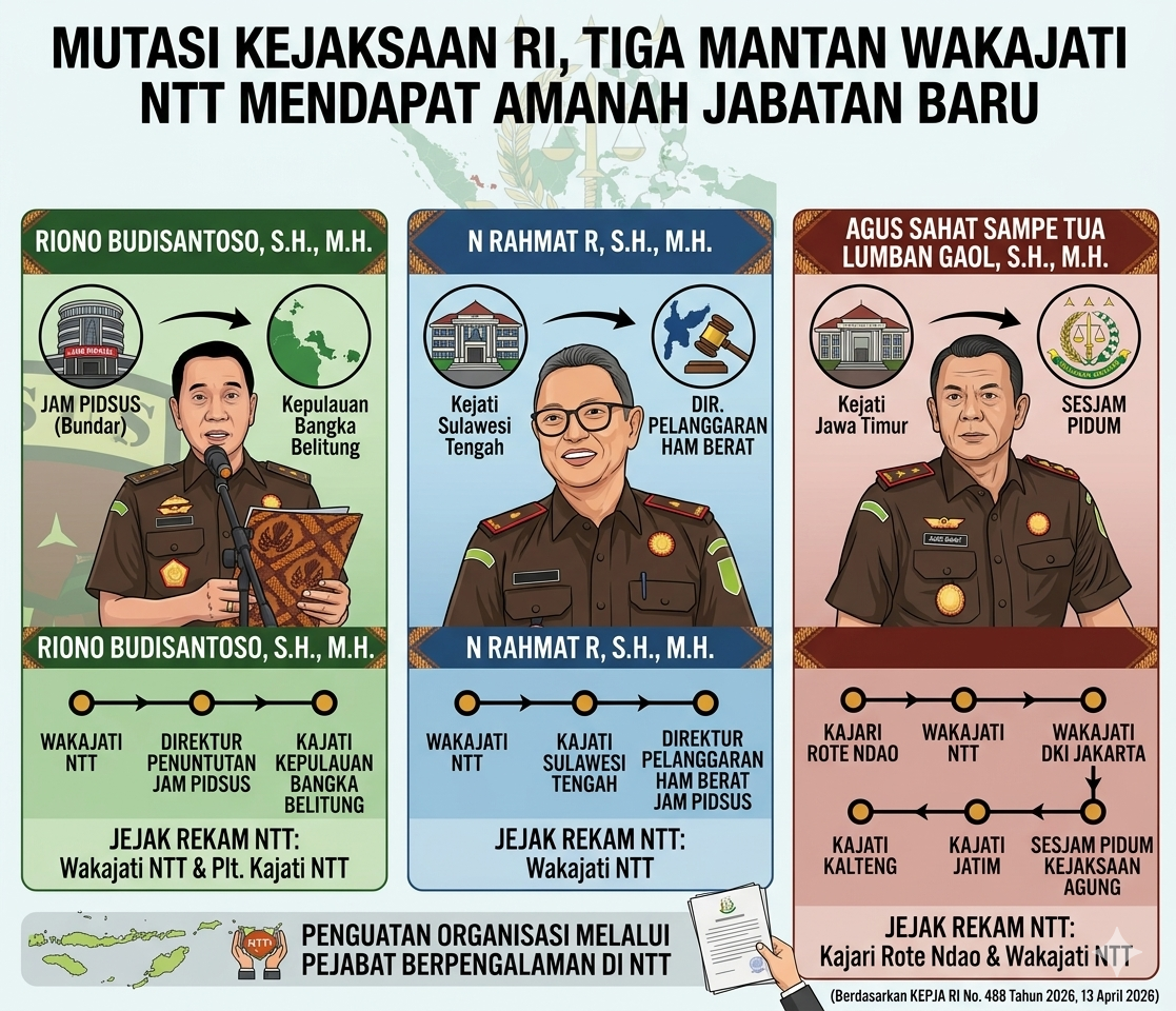 Mutasi Kejaksaan RI, Tiga Mantan Wakajati NTT Mendapat Amanah Jabatan Baru