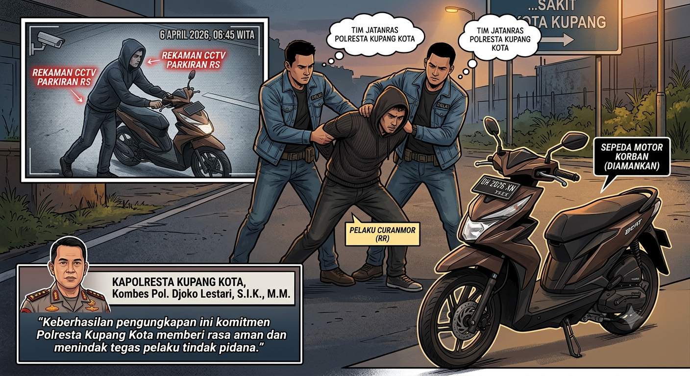 Polresta Kupang Ringkus Pelaku Curanmor di Parkiran Rumah Sakit