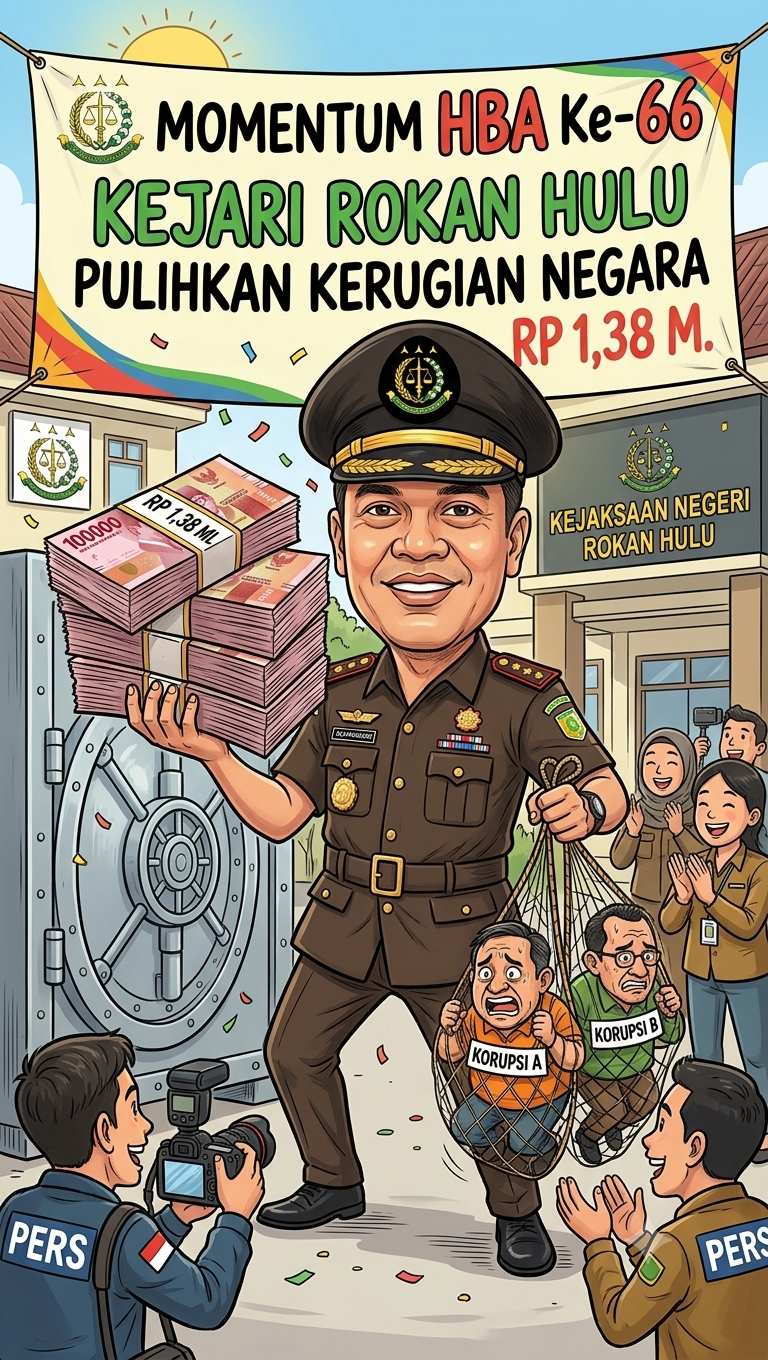 Momentum HBA Ke-66, Kejari Rokan Hulu Pulihkan Rp1,38 Miliar Kerugian Negara dari Dua Perkara Korupsi